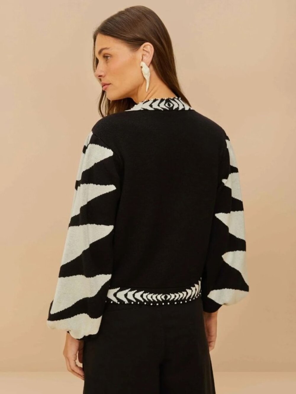 Farm Rio Black Palms Graphic Knit Cardigan - Picture 3 of 13